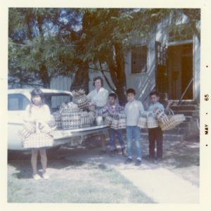 Children with baskets, Snowbird Day School, May 1965