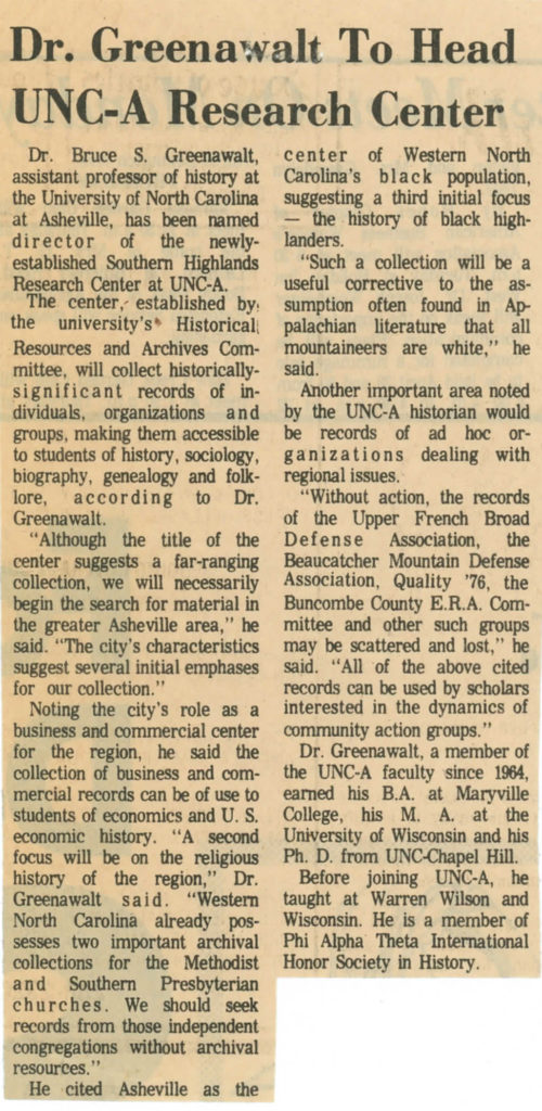 From the Asheville Citizen-Times, April 24. 1977