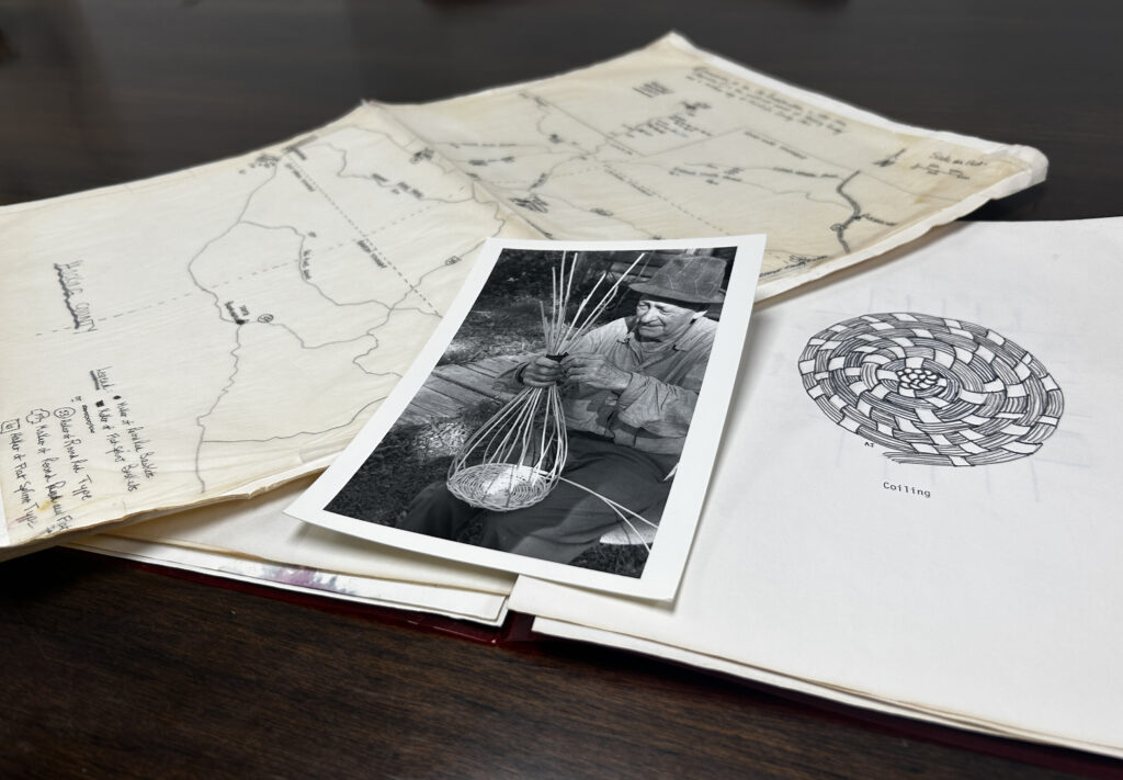 A selection of materials from folklorist Rosemary Joyce’s research with Southeast Ohio basket makers in the late 20th century. Folklore Archives, Center for Folklore Studies, Ohio State University. Rosemary Joyce Collection. Box 6.
