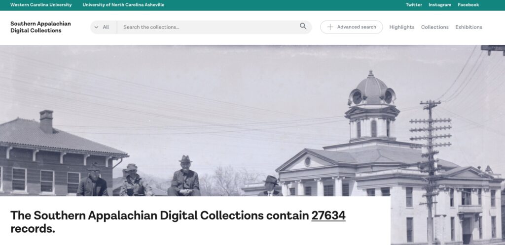 Southern Appalachian Digital Collections home screen